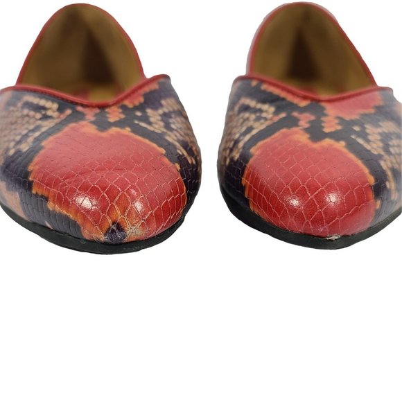 ECCO Red Black & Tan Lizard Like Flats 37 - Picture 4 of 5
